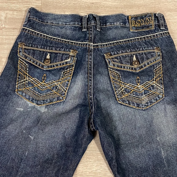 Men’s royal premium 33/30 jeans with embroidered pockets - Picture 5 of 9
